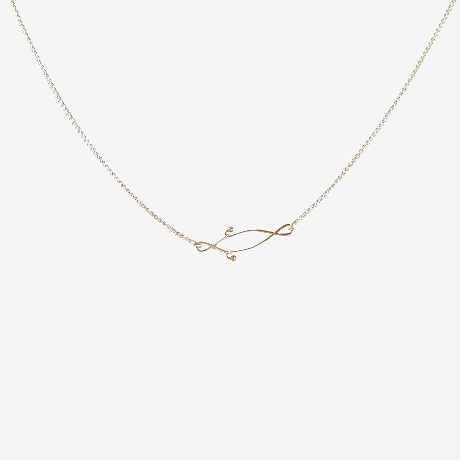 TED MUEHLING STERLING SILVER THREE SNAIL SHELL NECKLACE, 17"