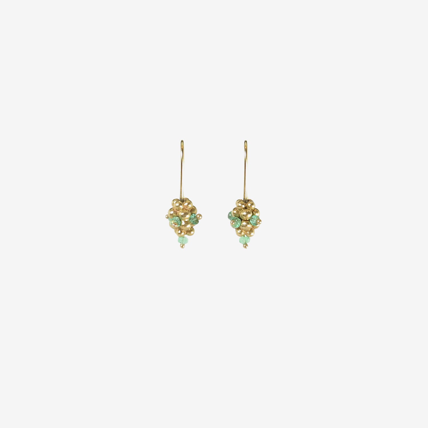 TED MUEHLING 14K & EMERALD SMALL RASPBERRY EARRINGS