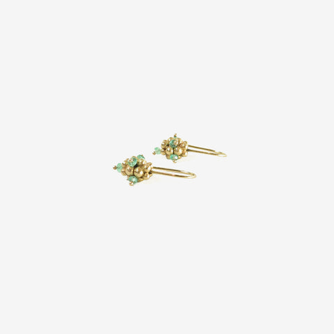 TED MUEHLING 14K & EMERALD SMALL RASPBERRY EARRINGS
