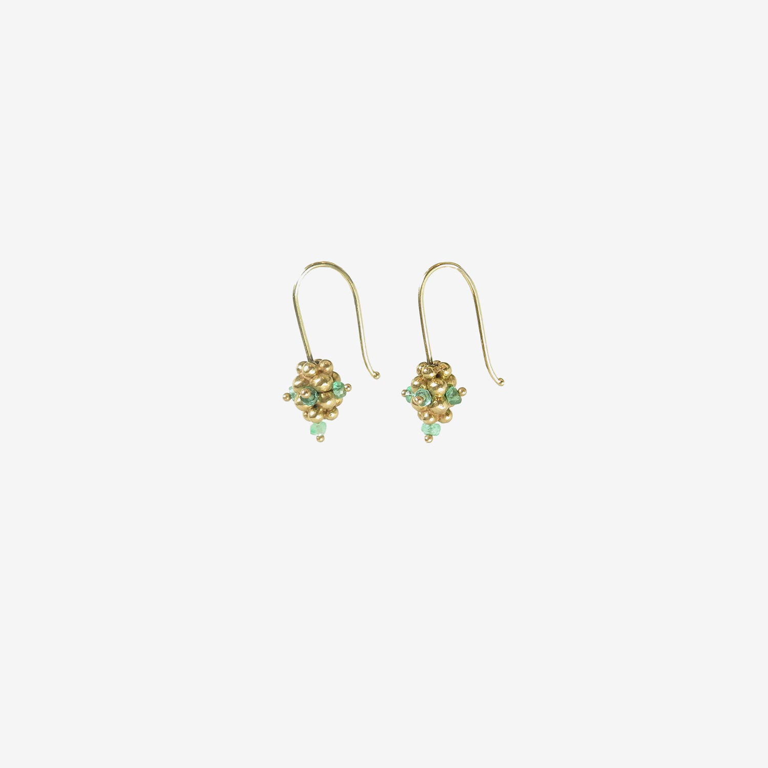 TED MUEHLING 14K & EMERALD SMALL RASPBERRY EARRINGS
