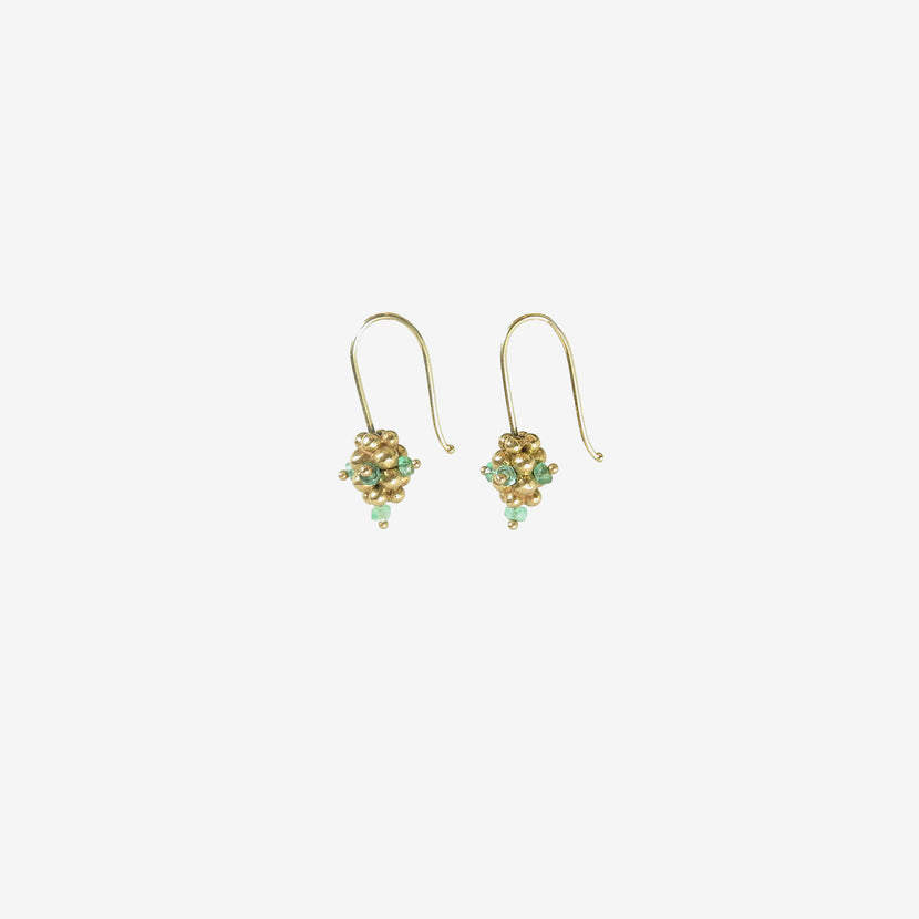 TED MUEHLING 14K & EMERALD SMALL RASPBERRY EARRINGS