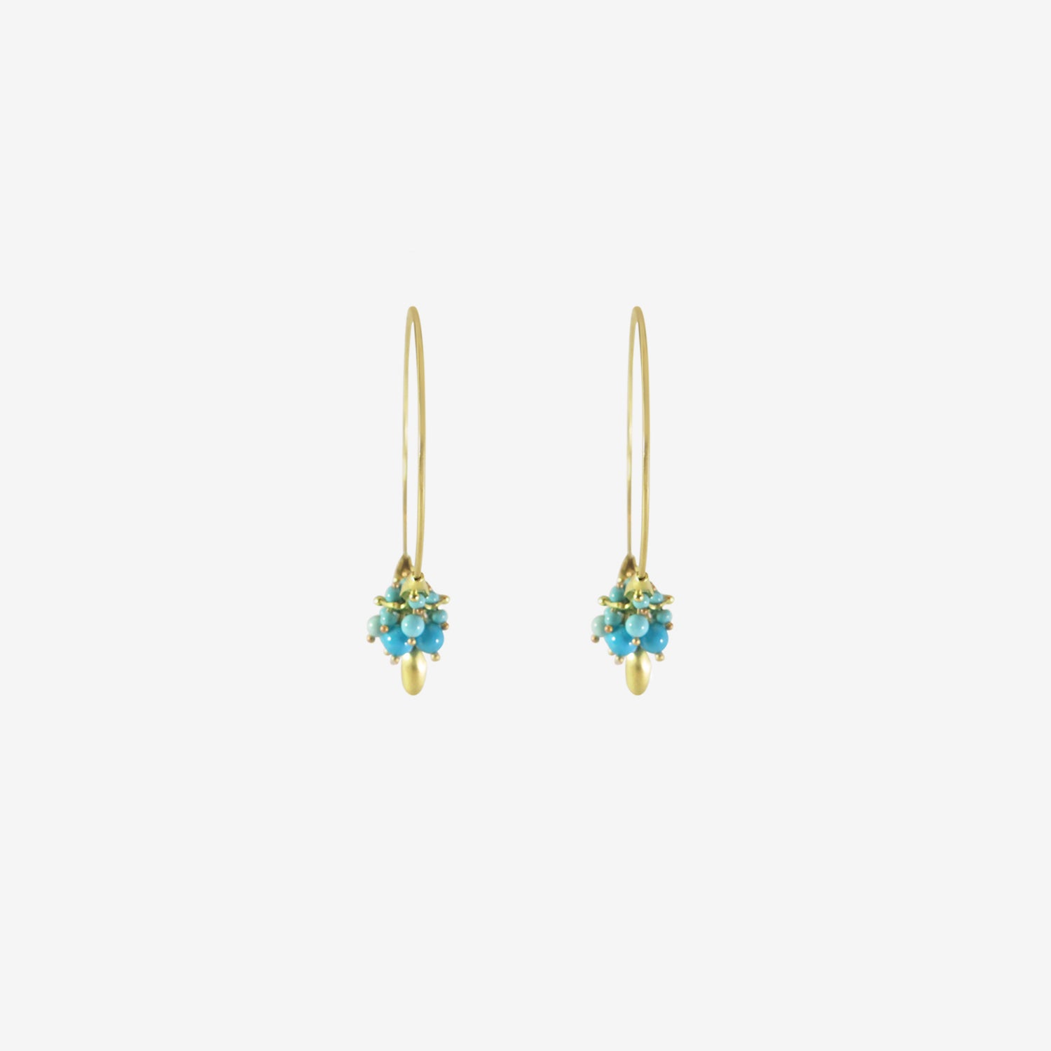 TED MUEHLING 18K & SLEEPING BEAUTY TURQUOISE SMALL HOOP CLUSTERS