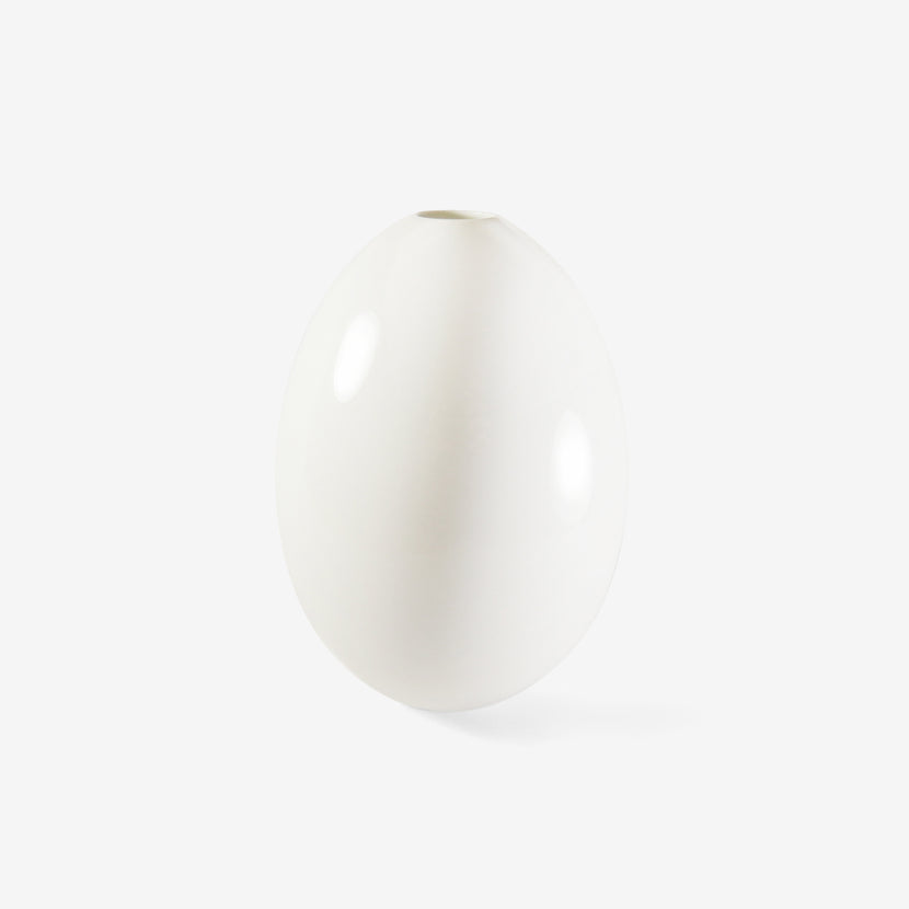 TED MUEHLING WHITE GLAZED LARGE EGG VASE