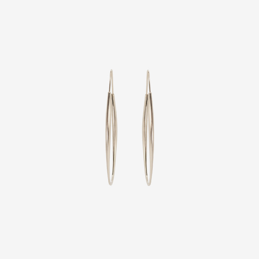 TED MUEHLING 14K WHITE GOLD LARGE OVAL HOOPS