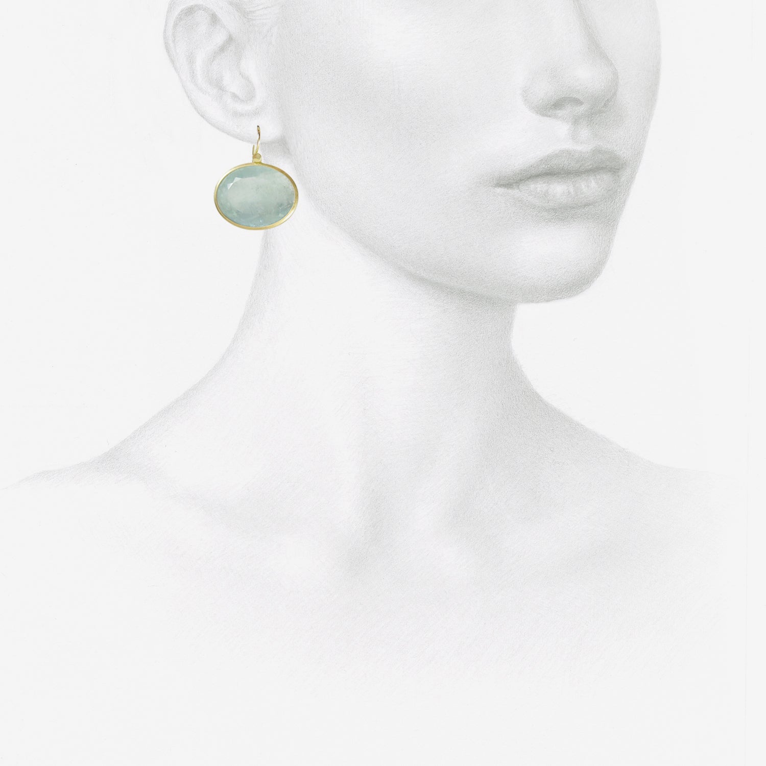 LOLA BROOKS 18K & FACETED OVAL AQUAMARINE EARRINGS