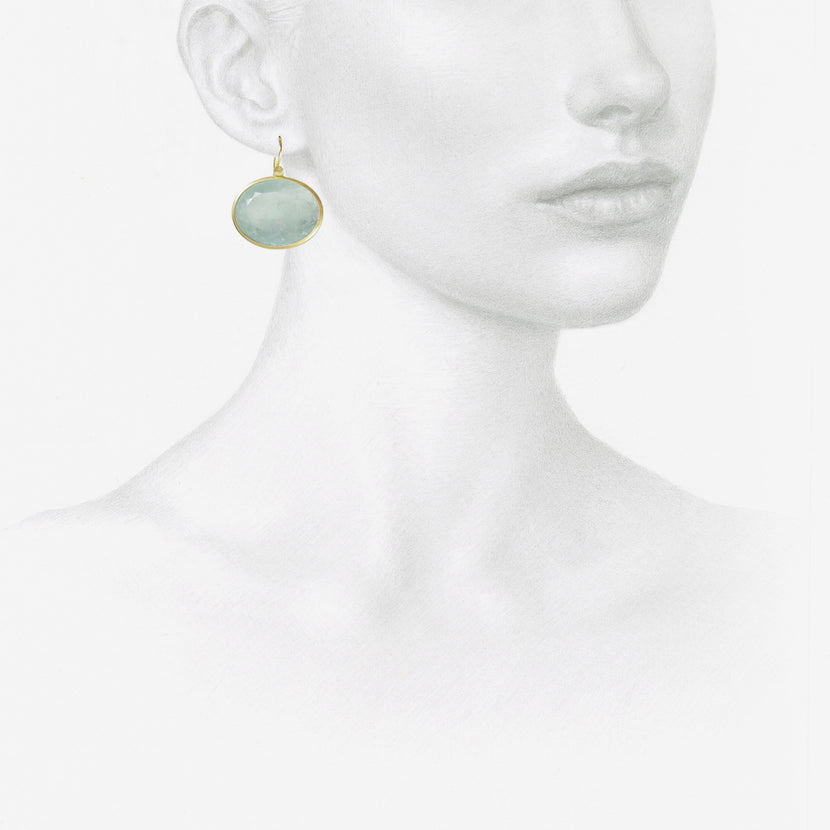 LOLA BROOKS 18K & FACETED OVAL AQUAMARINE EARRINGS