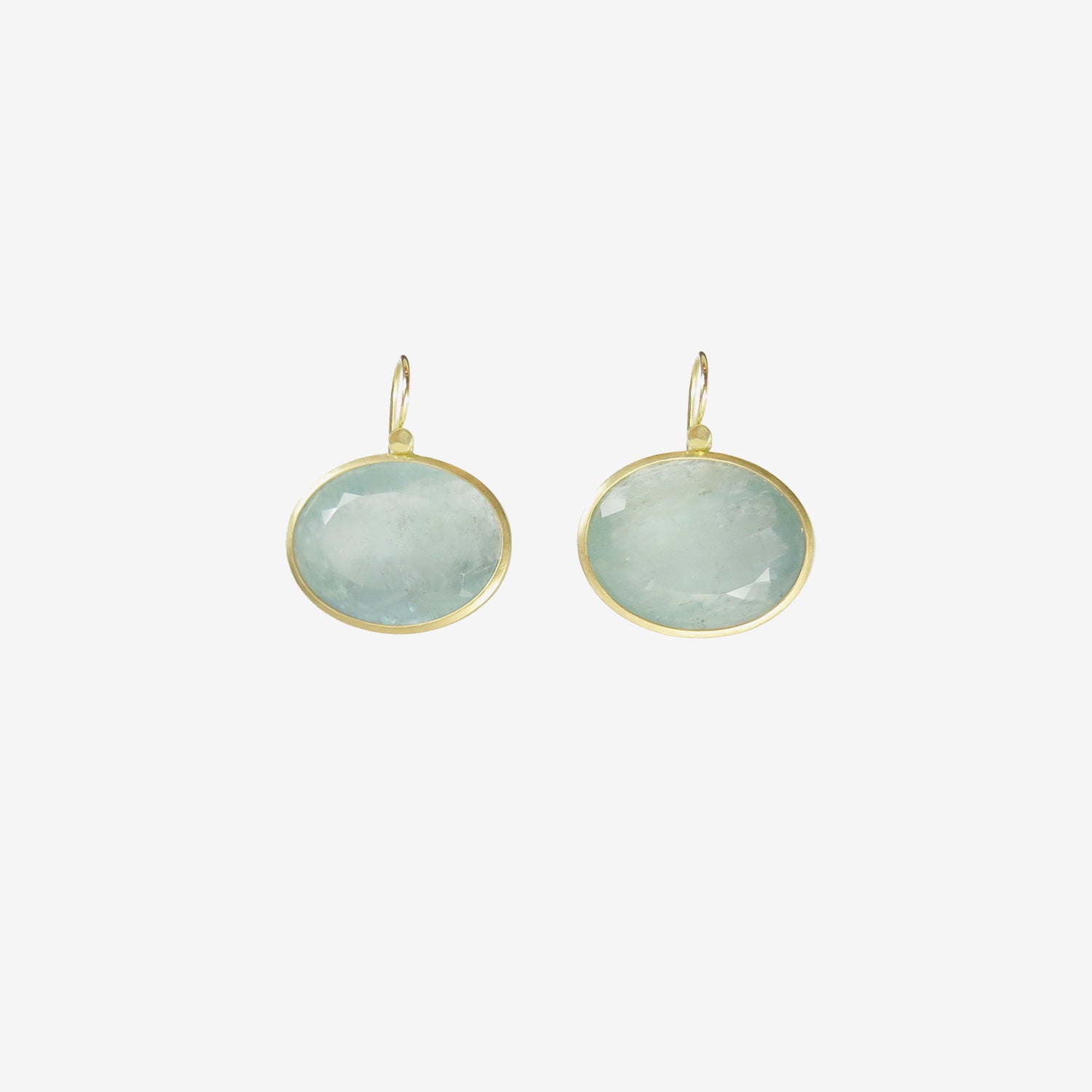 LOLA BROOKS 18K & FACETED OVAL AQUAMARINE EARRINGS