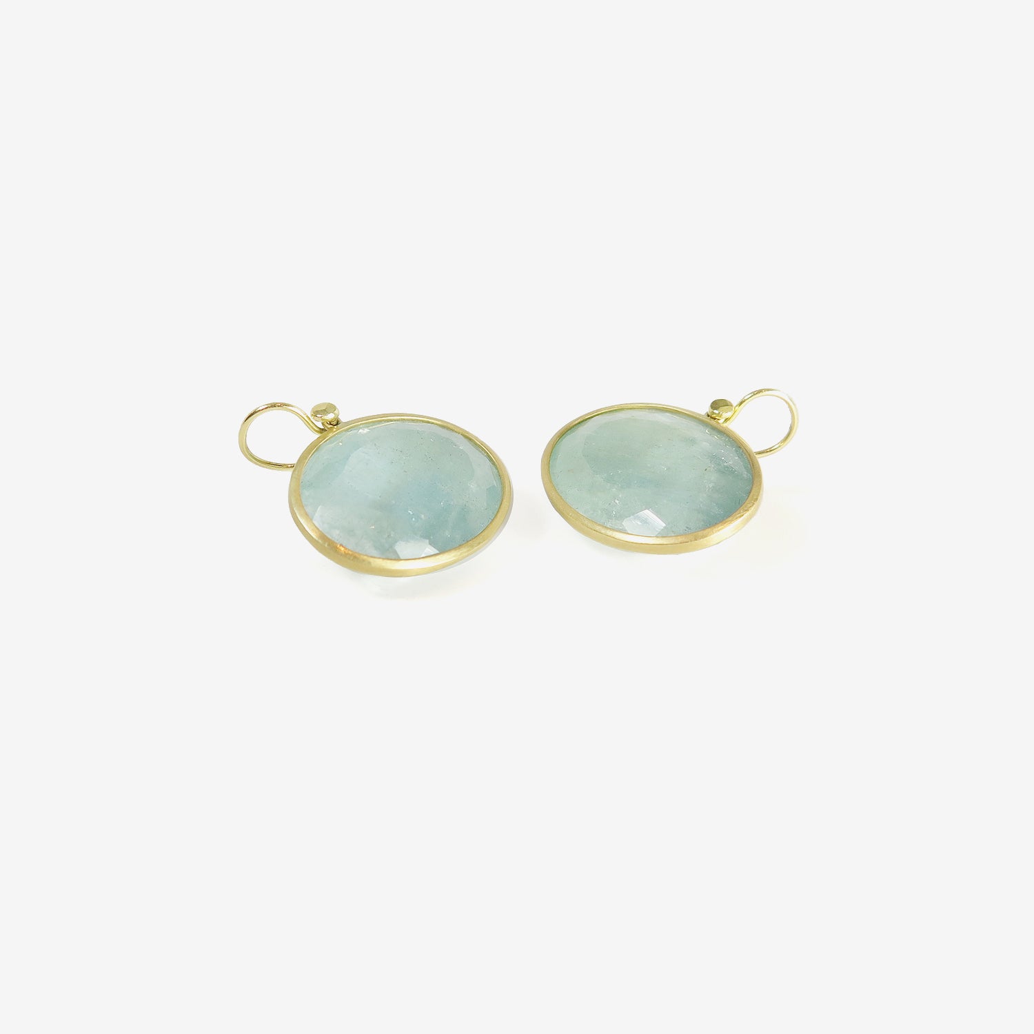 LOLA BROOKS 18K & FACETED OVAL AQUAMARINE EARRINGS