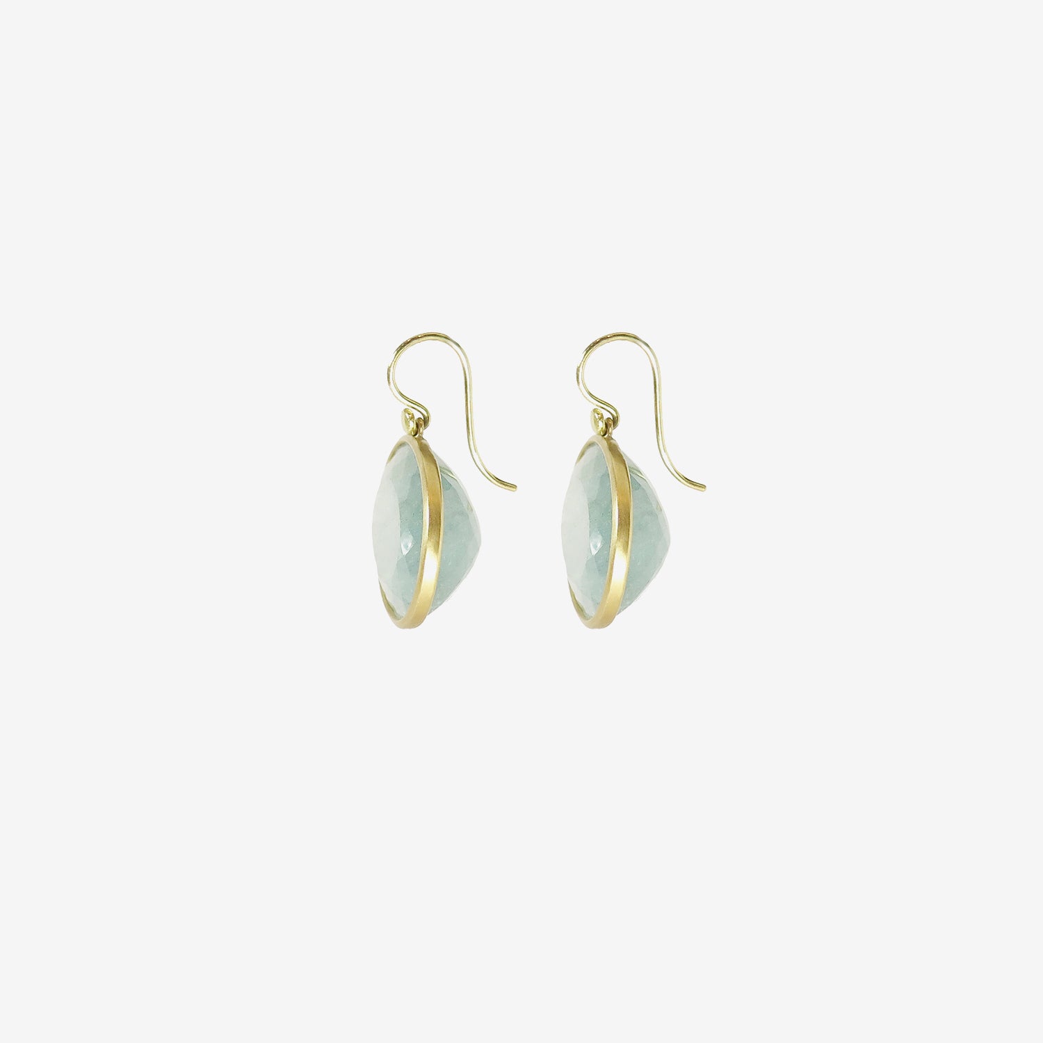 LOLA BROOKS 18K & FACETED OVAL AQUAMARINE EARRINGS
