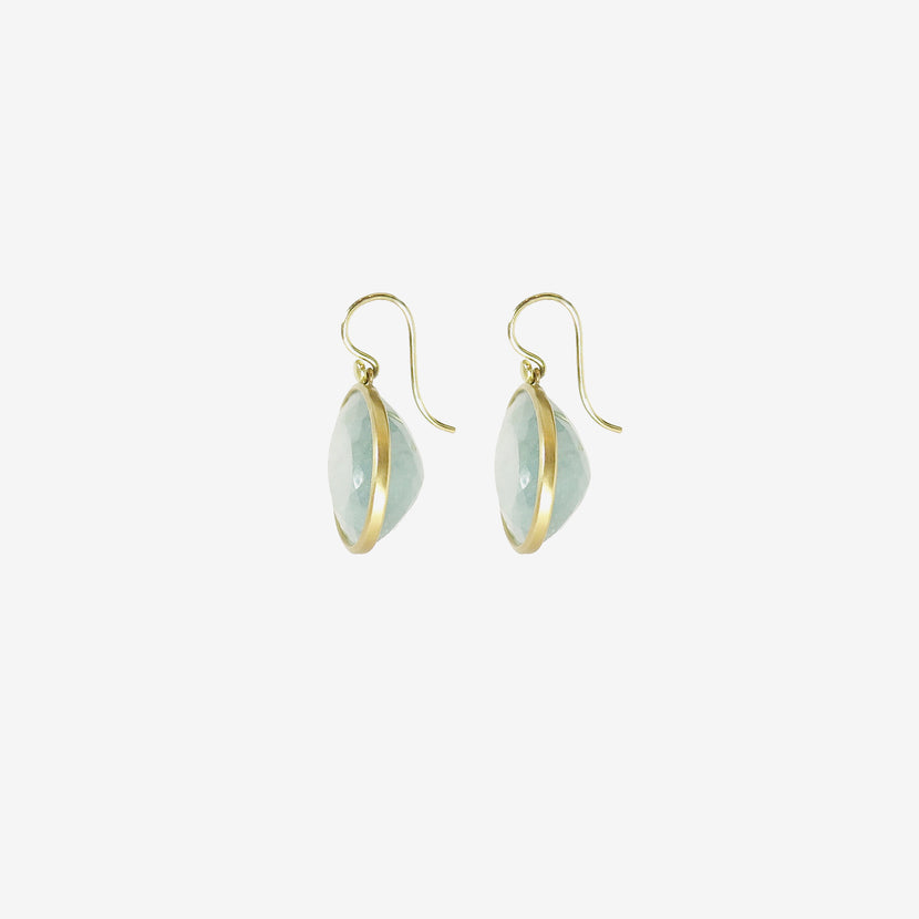 LOLA BROOKS 18K & FACETED OVAL AQUAMARINE EARRINGS