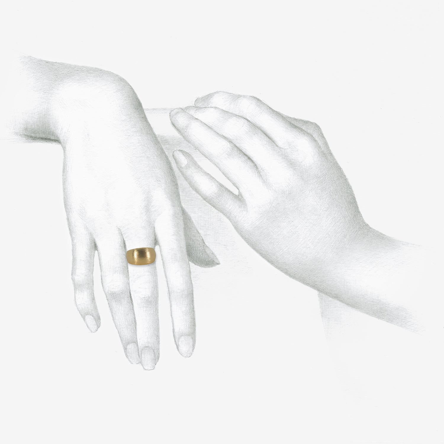 NICOLE LANDAW 14K LARGE HEWN WIDE BAND