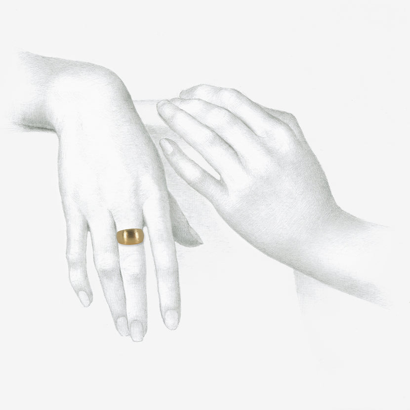 NICOLE LANDAW 14K LARGE HEWN WIDE BAND