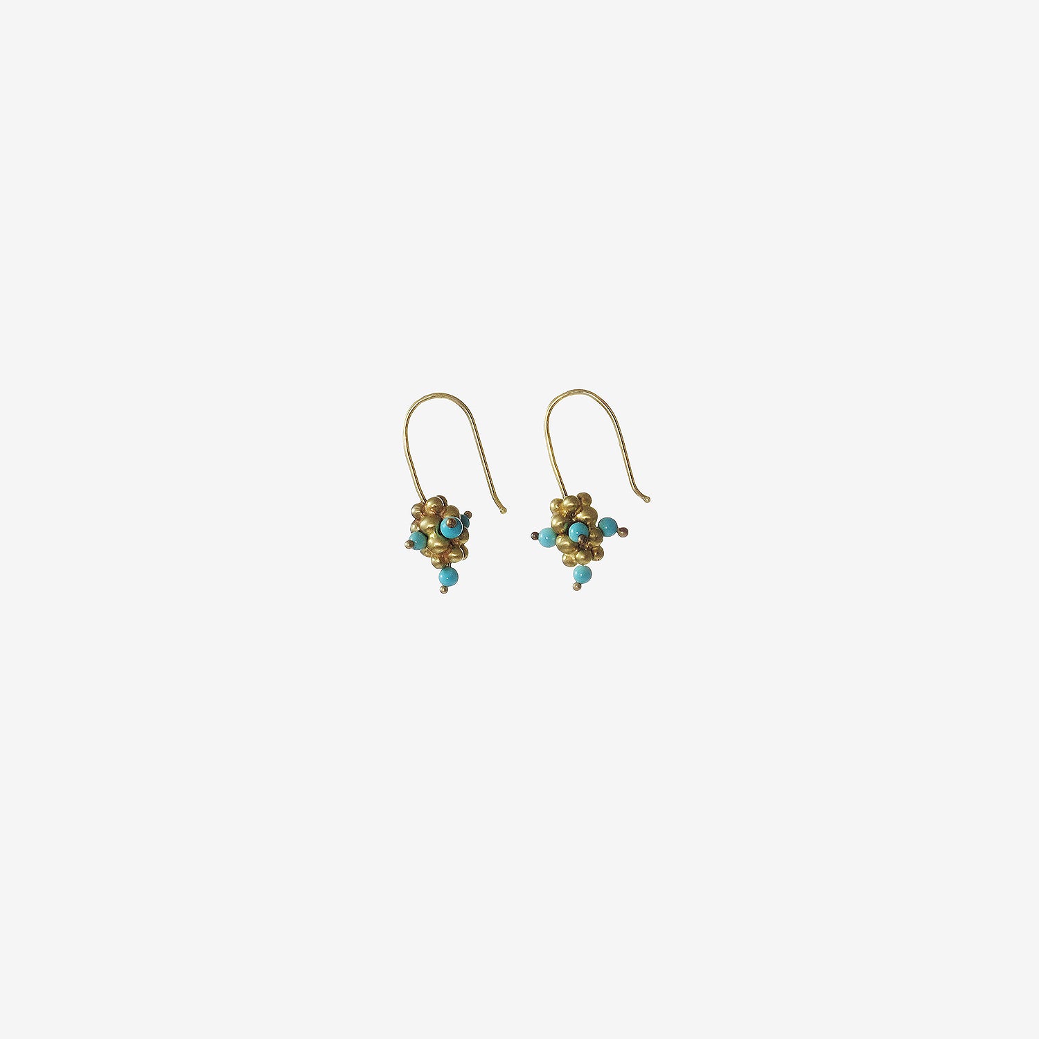 TED MUEHLING 14K & TURQUOISE SMALL RASPBERRY EARRINGS