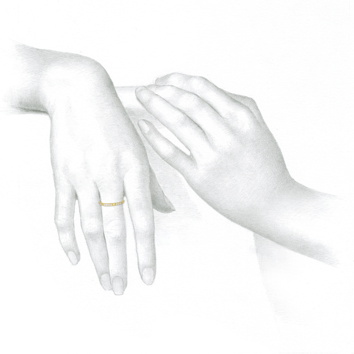 NICOLE LANDAW 14K & DIAMOND ‘I LOVE YOU’ MESSAGE BAND, SIZE 6 3/4