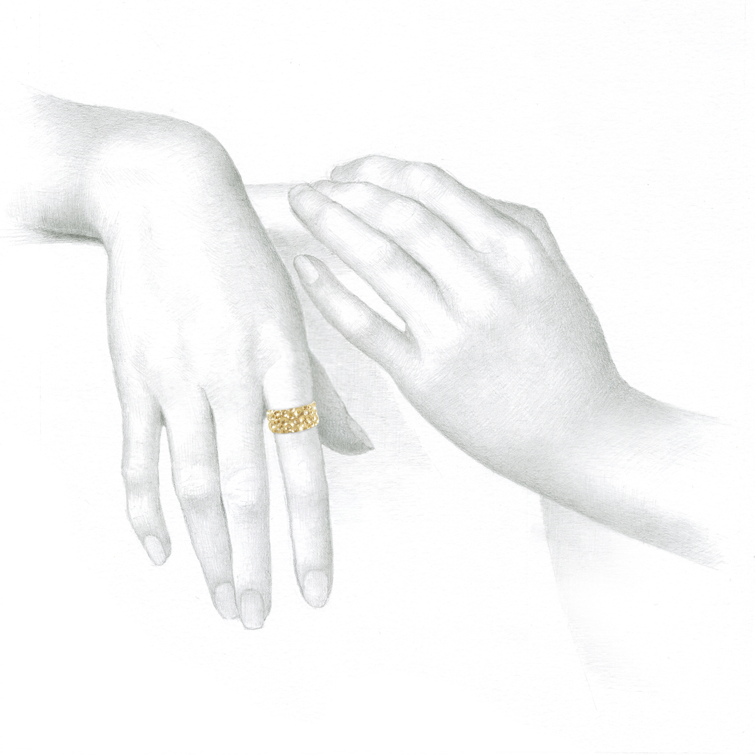 NICOLE LANDAW 14K FRENCH LACE RING WITH DIAMONDS, .12CT