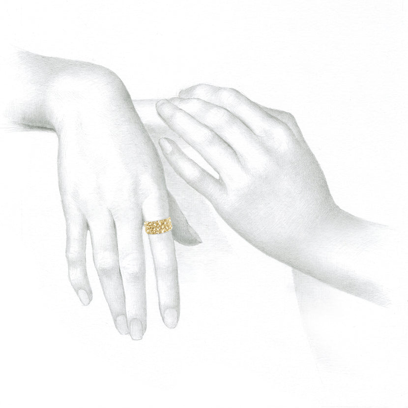 NICOLE LANDAW 14K FRENCH LACE RING WITH DIAMONDS, .12CT