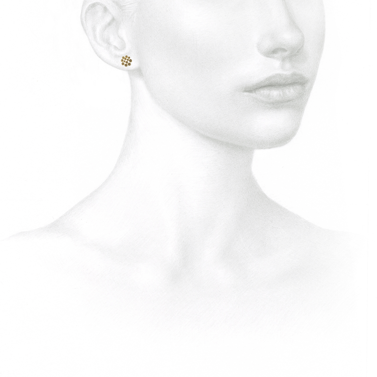 NICOLE LANDAW 14K YELLOW GOLD DOTTED CIRCLE STUDS