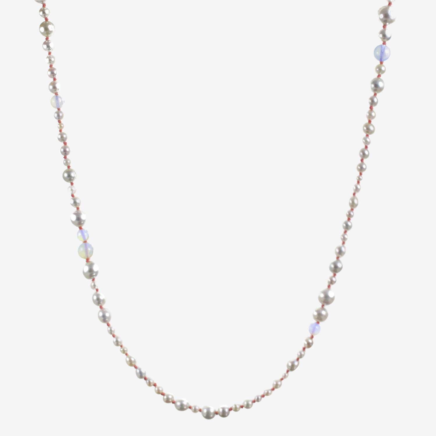 TED MUEHLING 22K PEARL & OPAL NECKLACE ON CORAL SILK THREAD