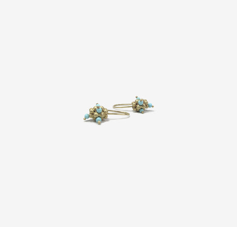 TED MUEHLING 14K & TURQUOISE SMALL RASPBERRY EARRINGS