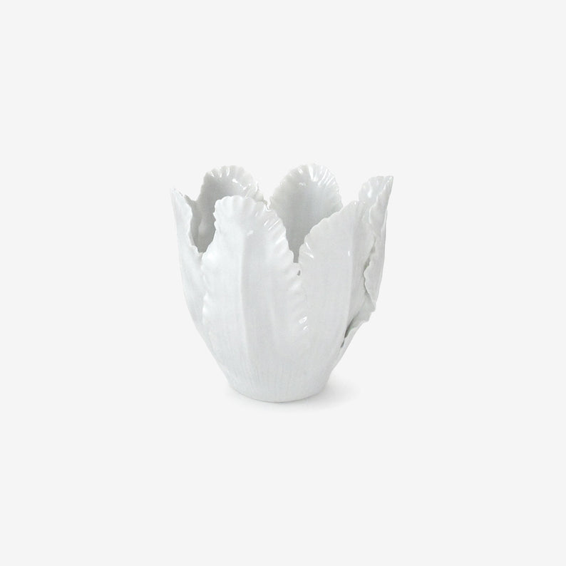 TED MUEHLING WHITE GLAZED TULIP VOTIVE